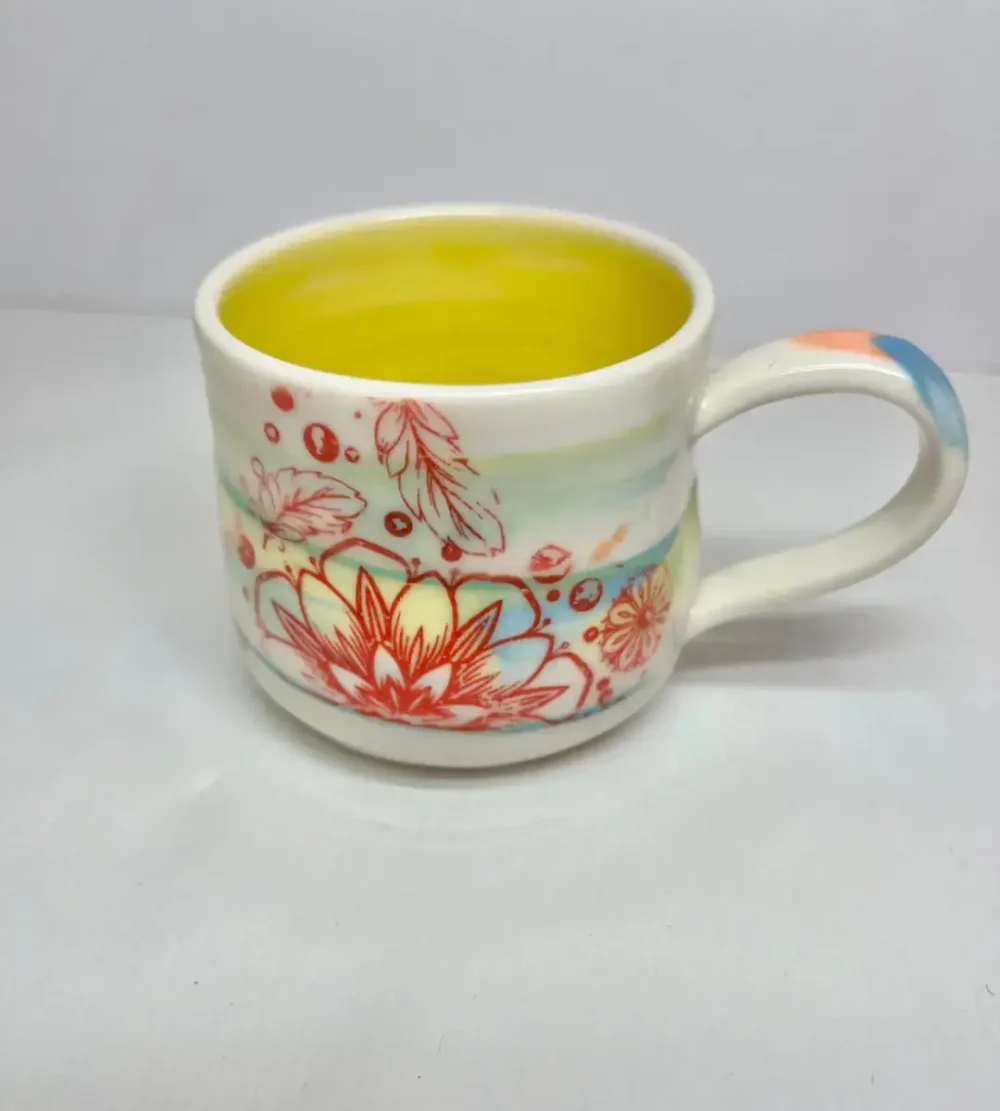 Porcelain decorated Espresso cup - yellow