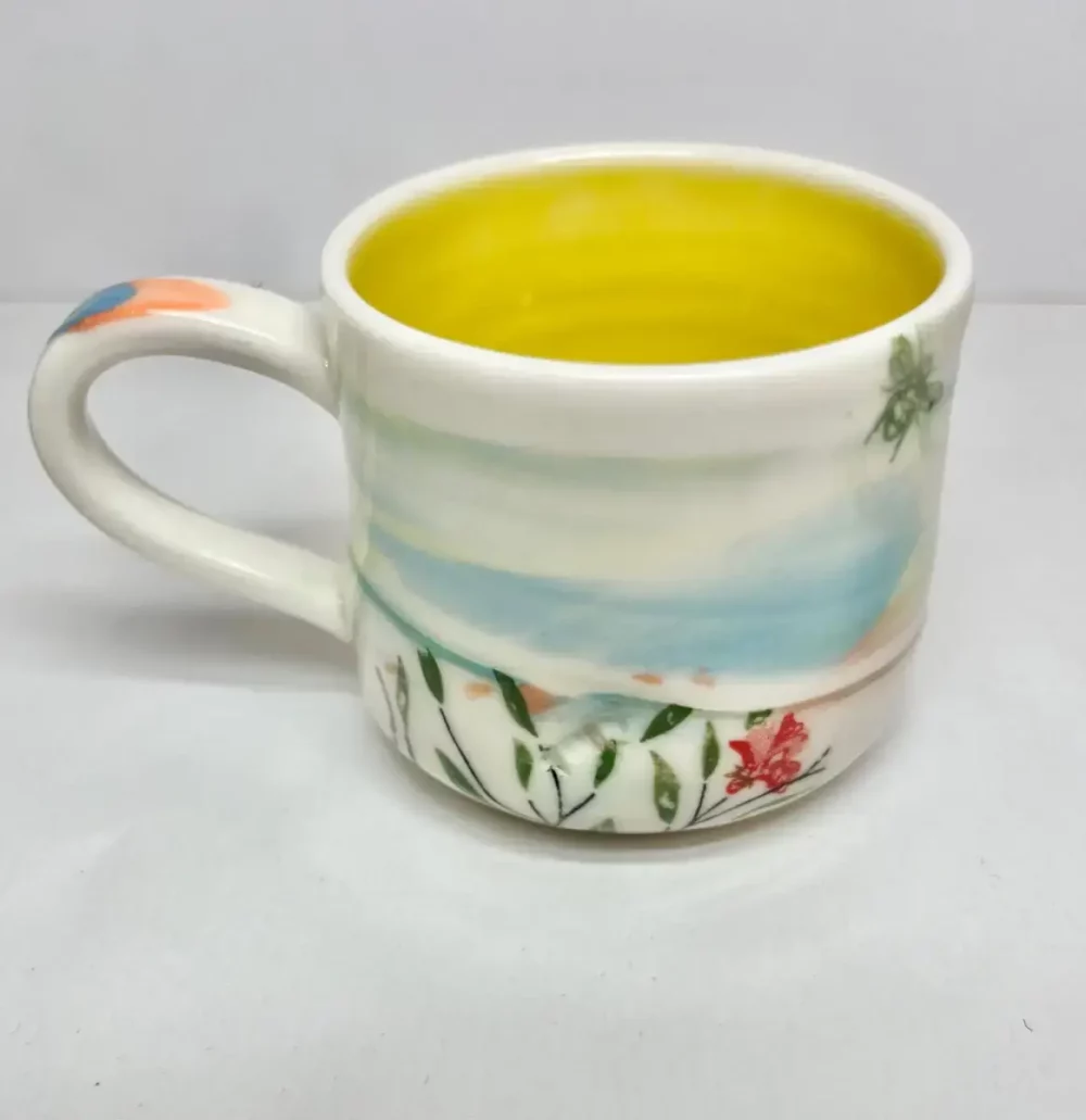 Porcelain decorated Espresso cup - yellow - Image 3