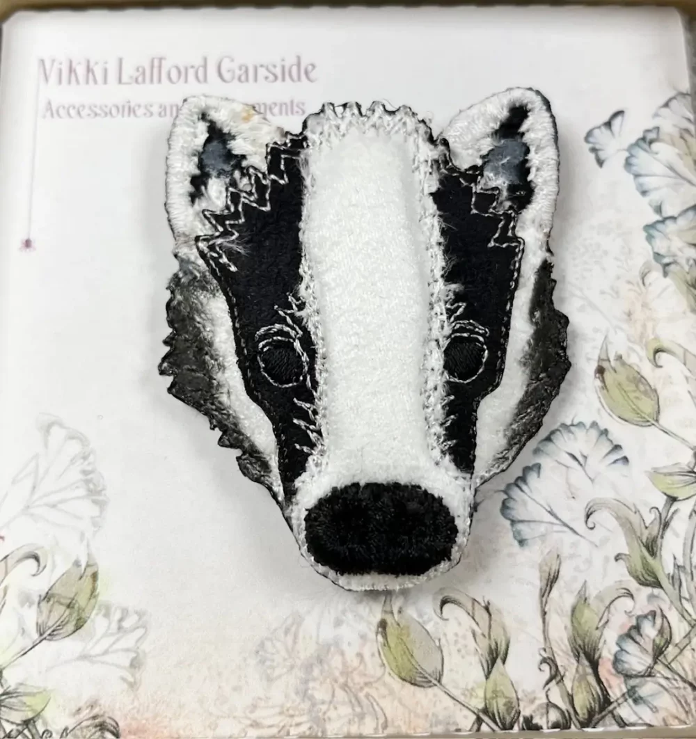 Badger animal brooch