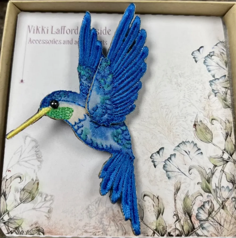 Blue Hummingbird brooch