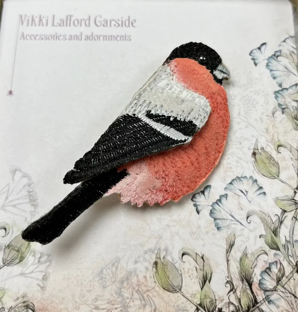 Bullfinch  bird brooch