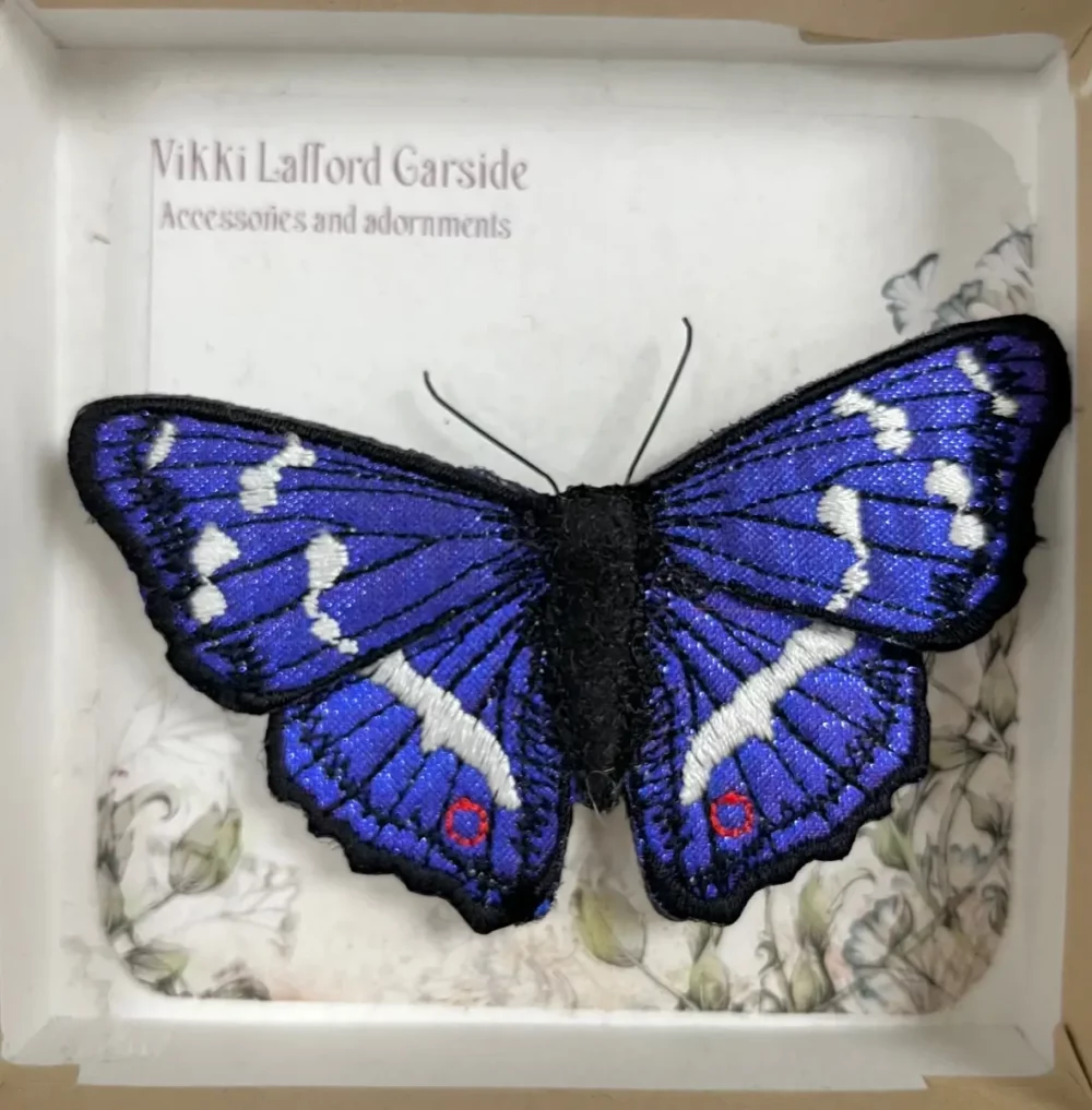 Purple Emperor butterfly brooch