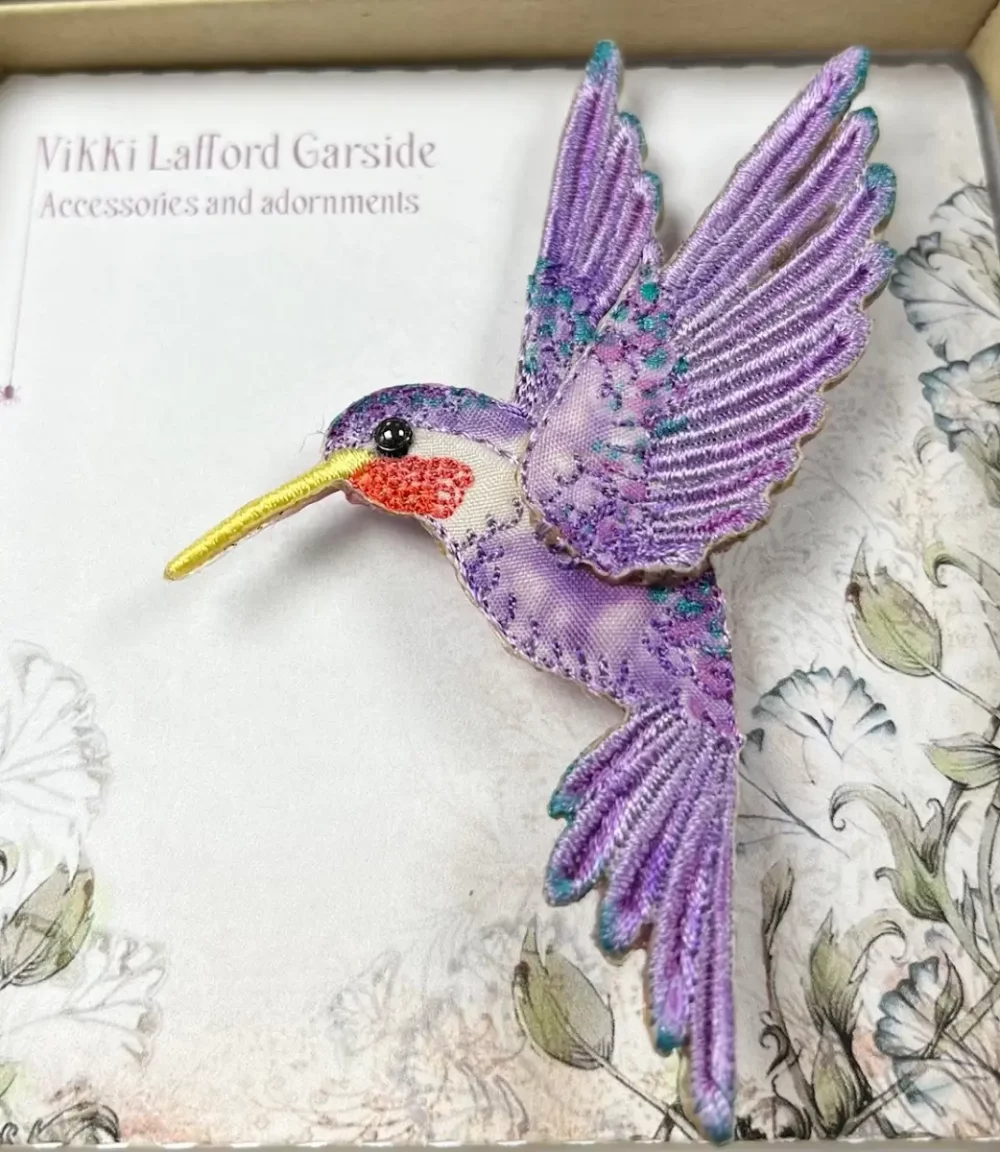 Purple Hummingbird brooch