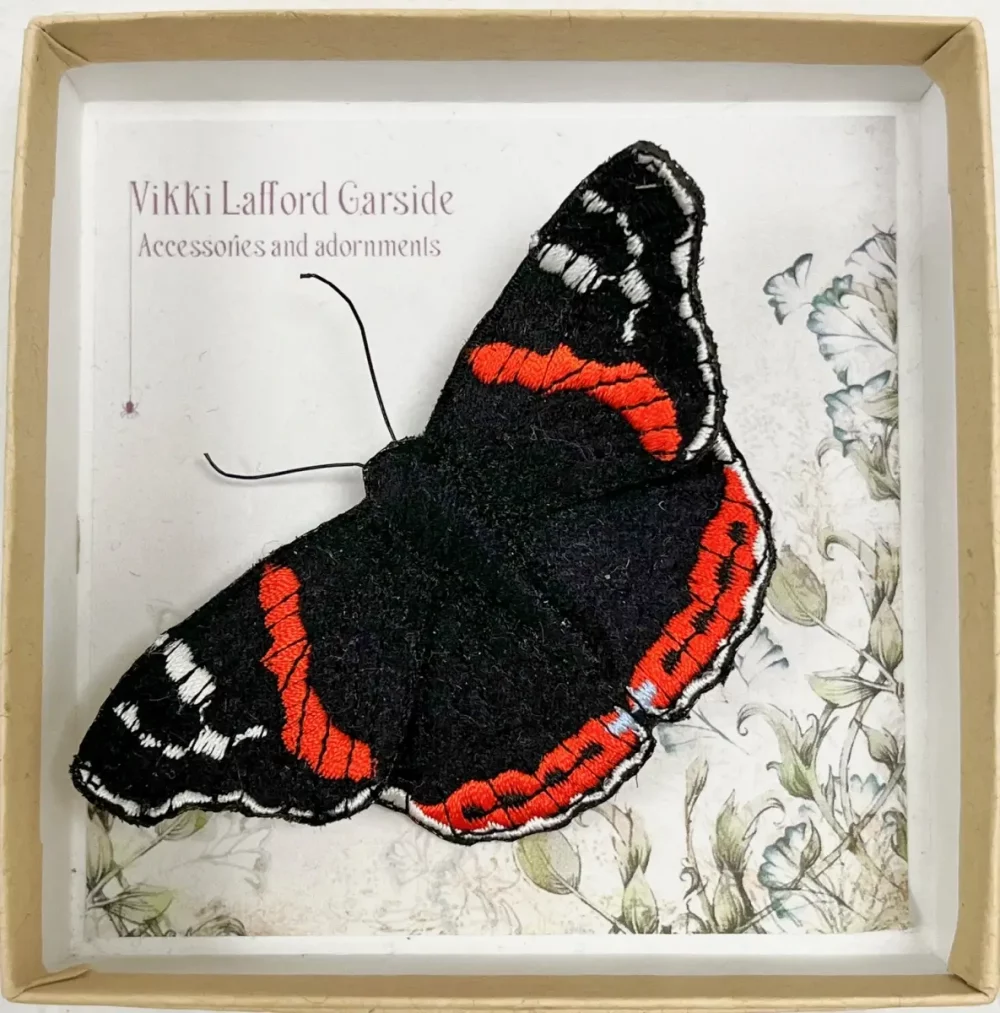 Red Admiral butterfly brooch