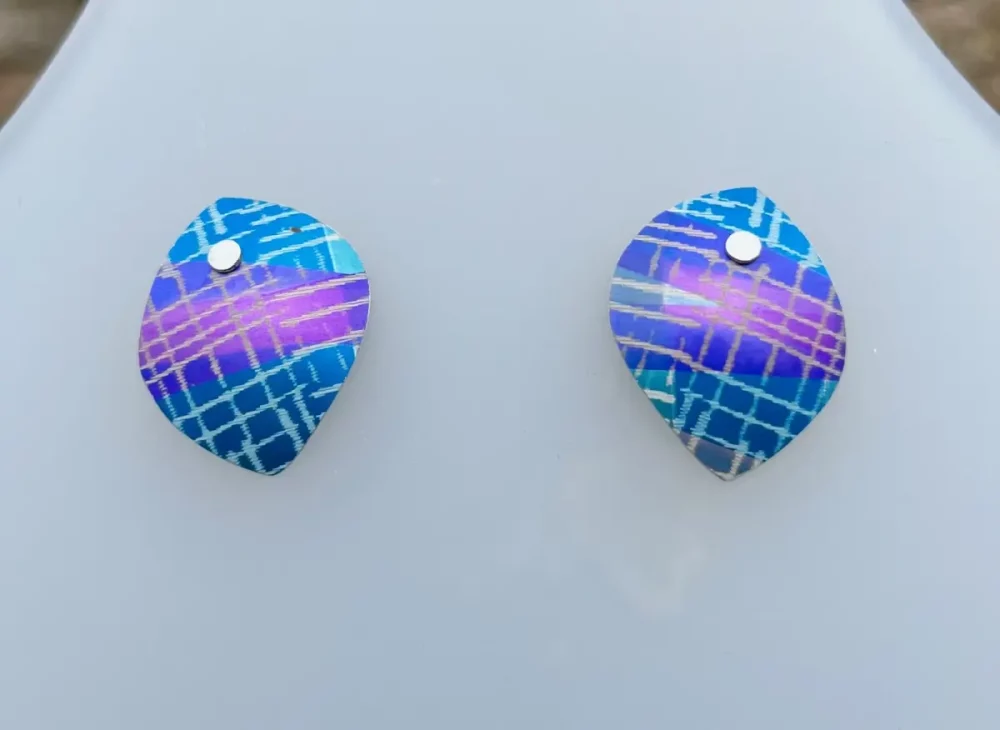 Blue and purple stud earings