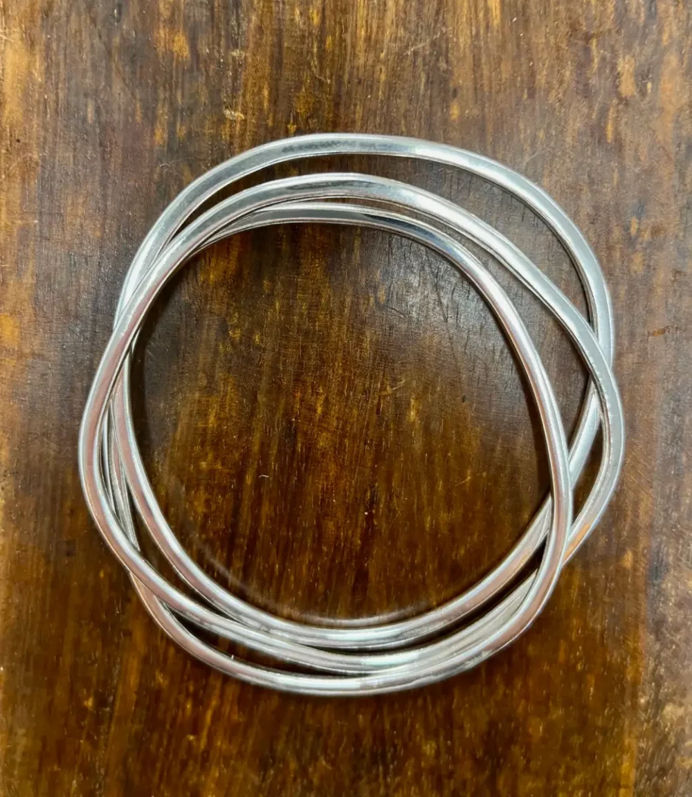 Chunky silver handcrafted interlinked bangles