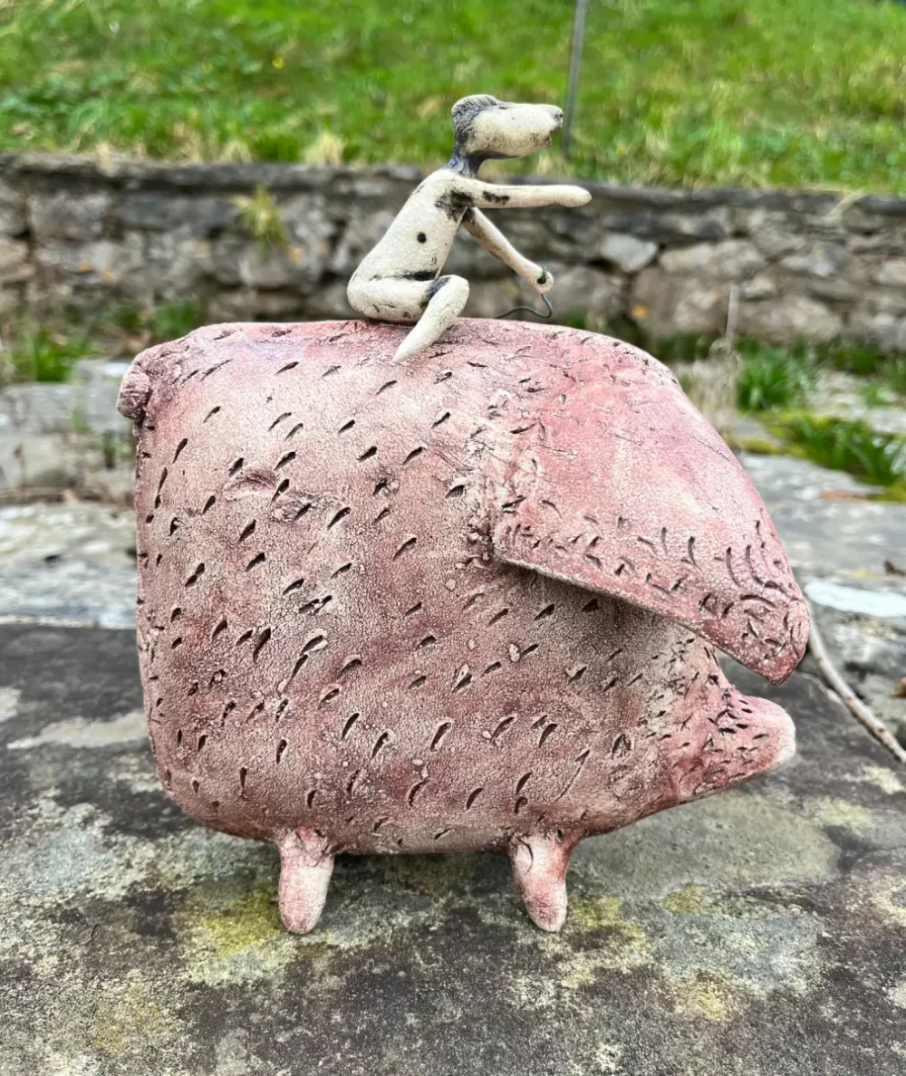 ceramic stoneware hog and rider 14432.webp