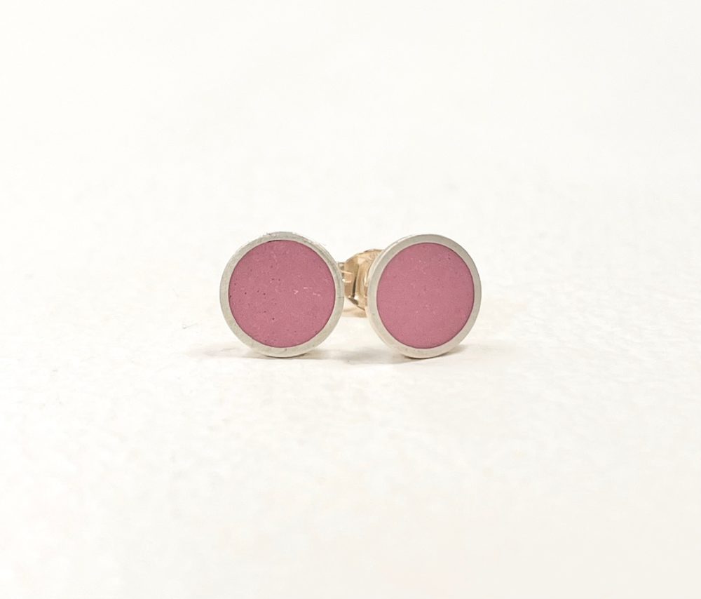 13815 medium colour dot pink silver stud earrings Clare Lloyd.jpg