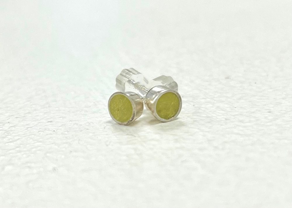 14050 small colour dot yellow silver stud earrings Clare Lloyd.jpg