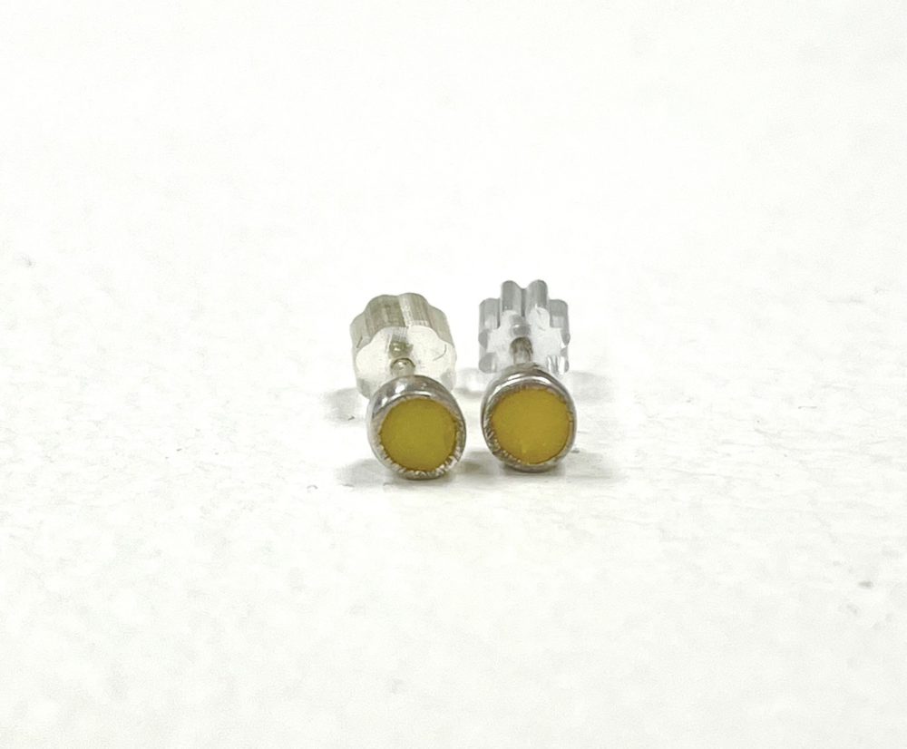 1982 yellow dot silver stud earrings Clare Lloyd.jpg