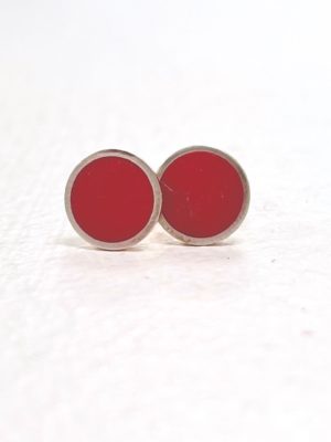 2701 medium colour dot studs red silver Clare Lloyd.jpg