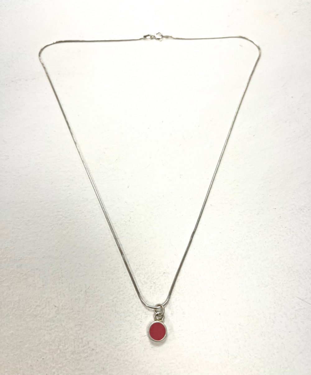 13810 red colour dot pendant silver necklace Clare Lloyd.jpg