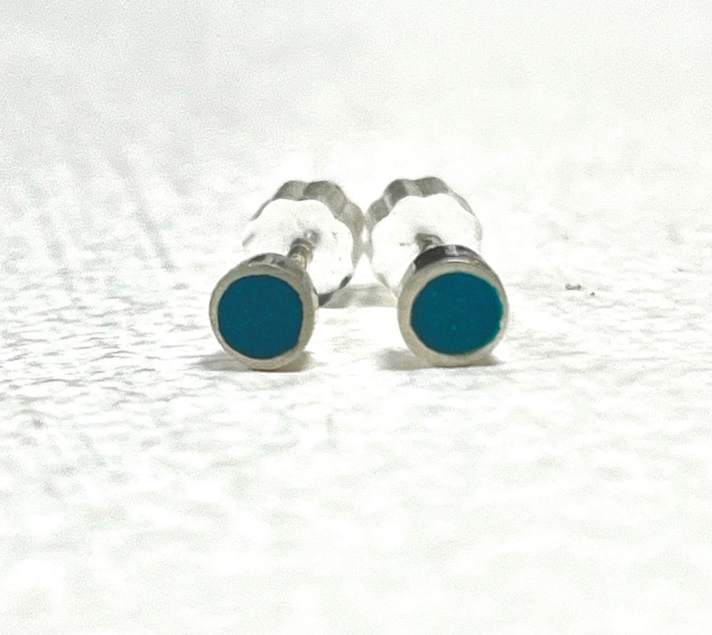 14057 small colour dot turquoise blue silver stud earrings Clare Lloyd.jpg