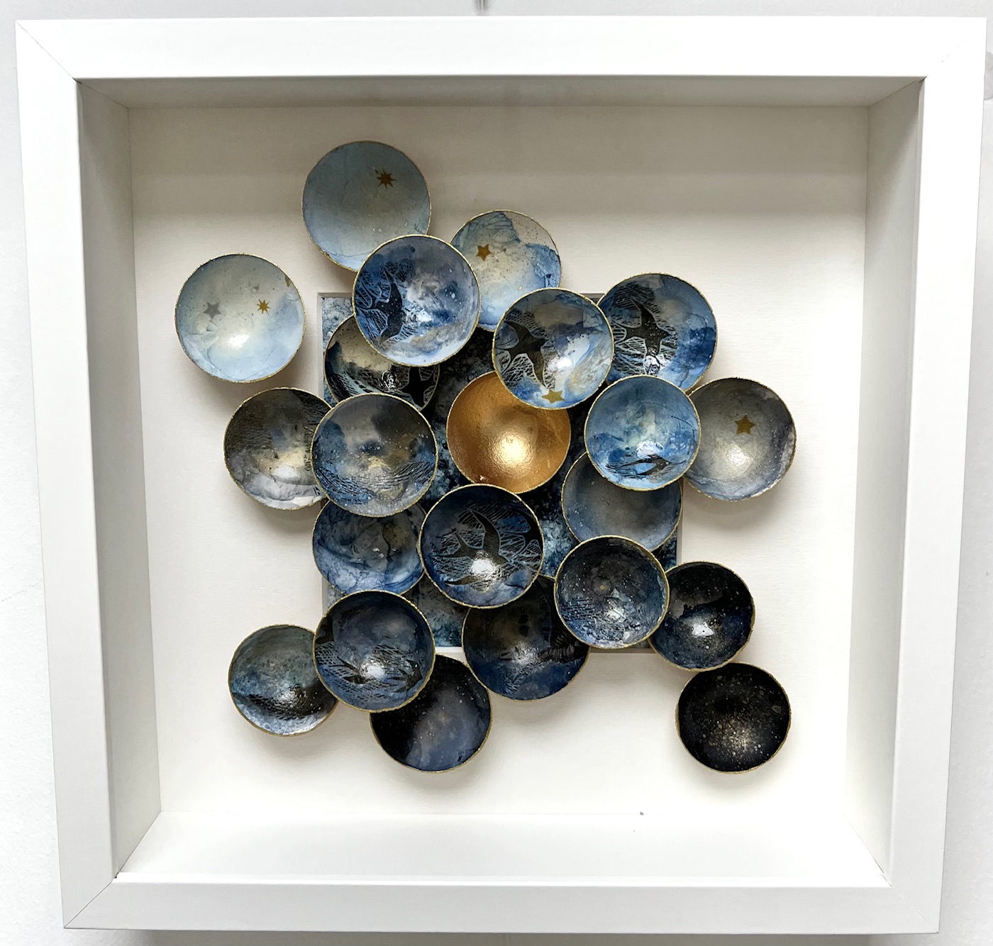 14324 Julia Chatting Eggshell Art small Framed picture Swallows.jpg