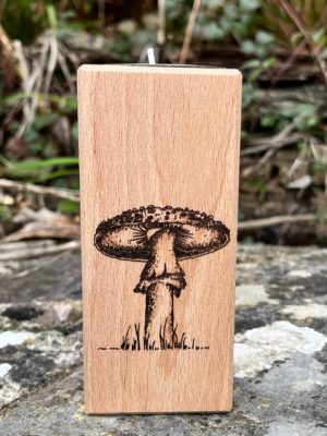15400 Lou Griffiths Pyrography fungi wooden tealight holder.jpeg